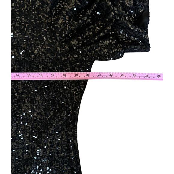 Joie Women's Sequin Puff Sleeve Back Zip Size Large Black Cocktail Evening Dress - Picture 10 of 11